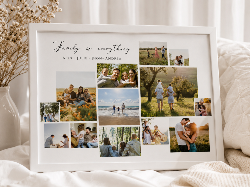 Personalized Family Photo Collage Frame – Up to 15 Photos