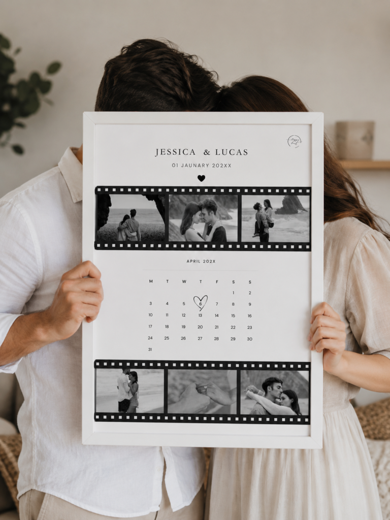 Personalized Filmstrip Calendar Photo Frame – Couple Gift