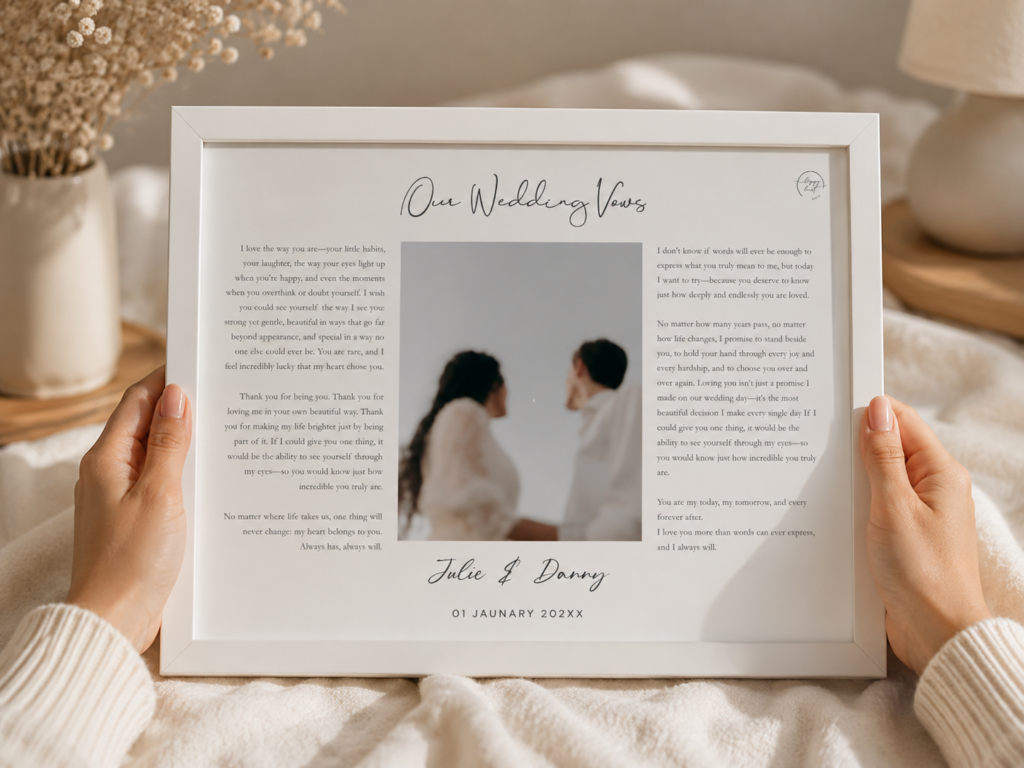 Personalized Love Letter Photo Frame – Wedding Vows Keepsake