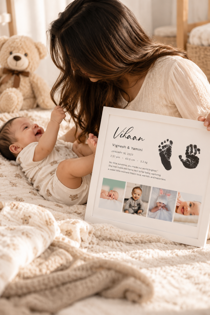 Personalized Baby Footprint Birth Announcement Photo Frame – Newborn Keepsake