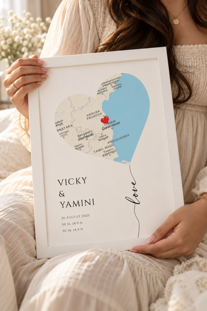 Personalized Colorful Map Balloon Photo Frame – Custom Love Location Keepsake