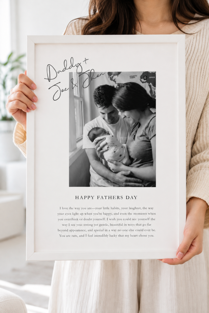Personalized Father's Day Photo Frame – Daddy & Newborn Letter Keepsake