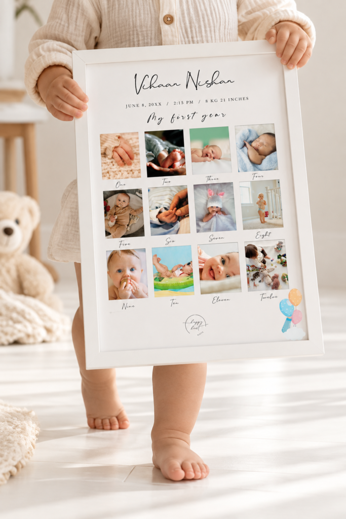 Personalized Baby's First Year Photo Collage Frame – Milestone Memories Keepsake