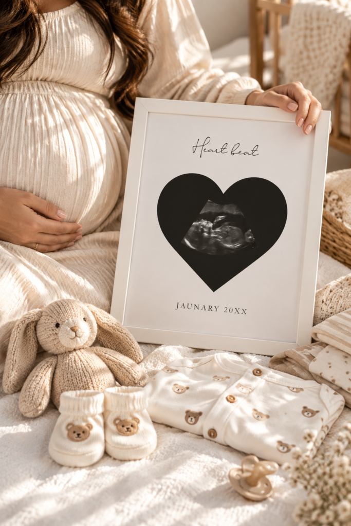 Personalized Heartbeat Sonogram Photo Frame – Heart Shaped Keepsake