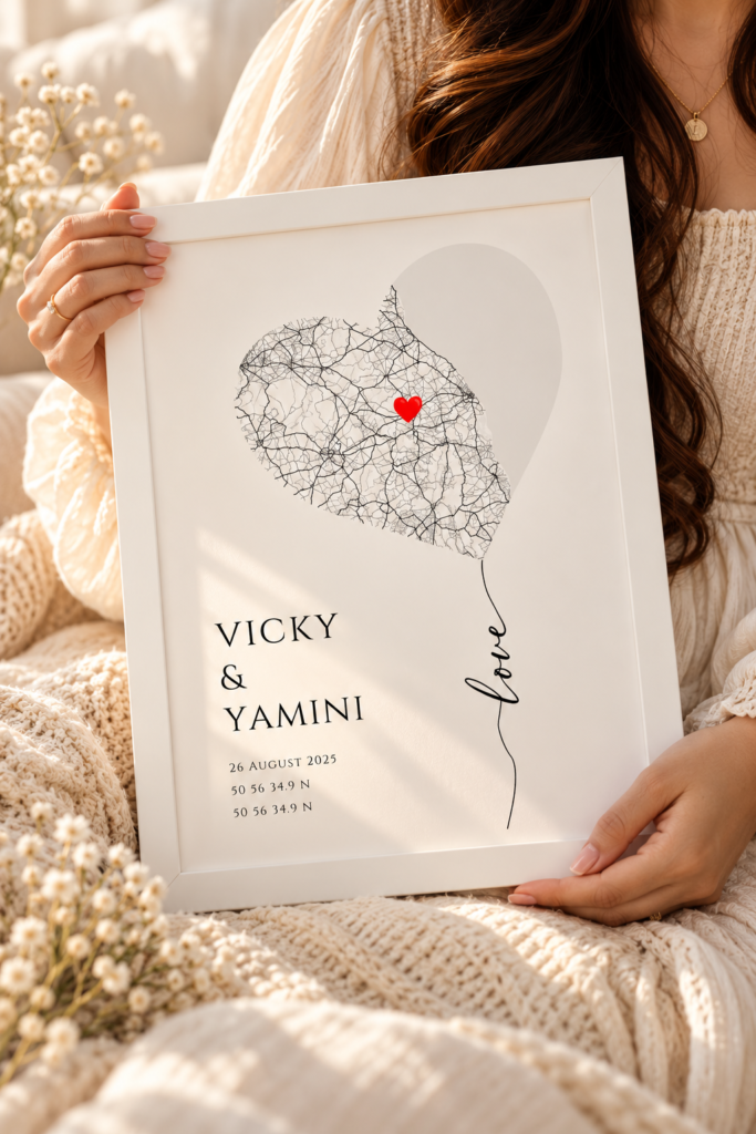 Personalized Map Balloon Photo Frame – Custom Love Location Keepsake