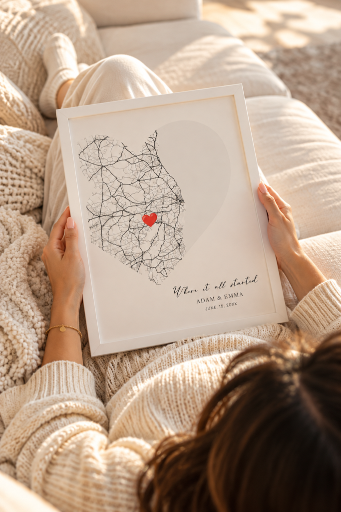 Personalized Heart Map Frame – Our Place, Our Story Keepsake