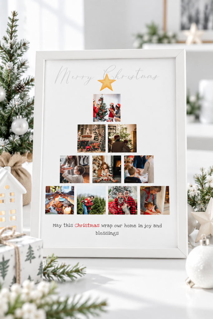 Personalized Christmas Photo Tree Frame – Family Holiday Keepsake