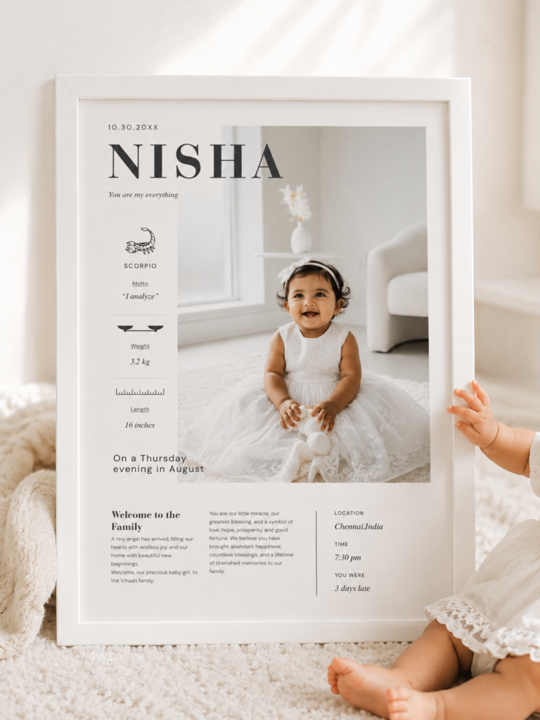 Personalized Baby Birth Announcement Photo Frame – Newborn Keepsake