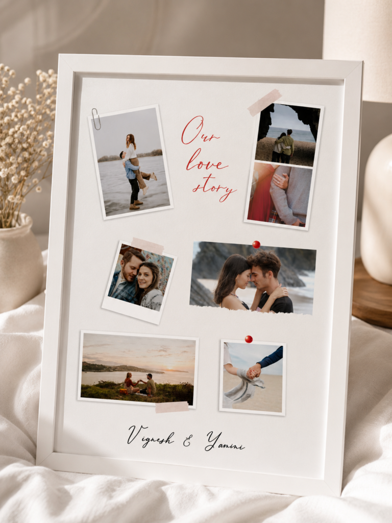 Personalized Our Love Story Photo Collage Frame – Pinned Memories Keepsake