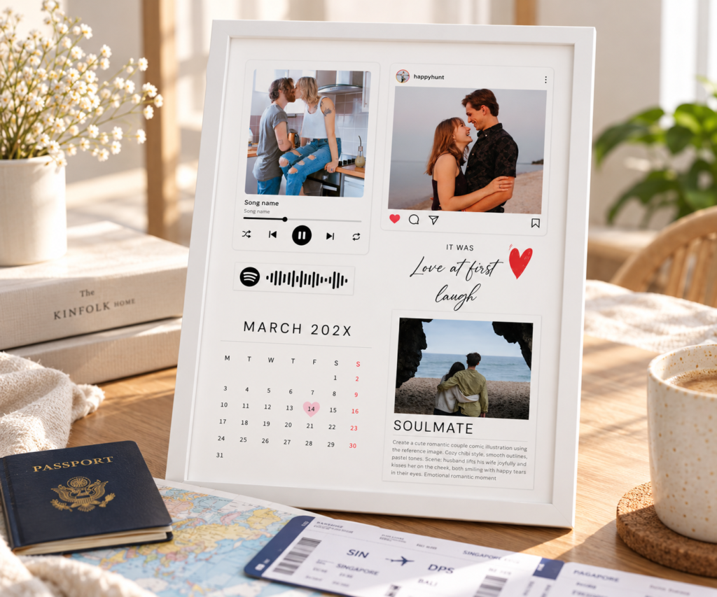 Personalized Soulmate Scrapbook Photo Frame – Love At First Laugh Keepsake