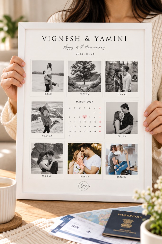 Personalized Anniversary Photo Calendar Frame – Our Love Journey Keepsake