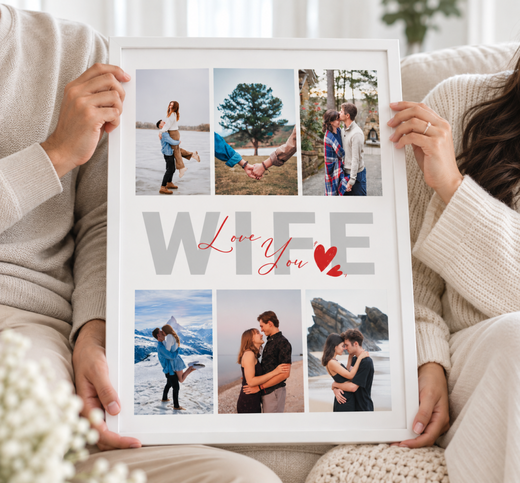 Personalized 'Wife Love You' Photo Collage Frame – Couple Keepsake