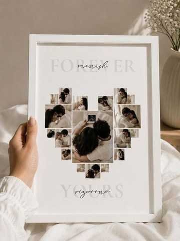 Personalized Heart Shaped Sonogram Photo Collage Frame – Pregnancy Announcement Gift